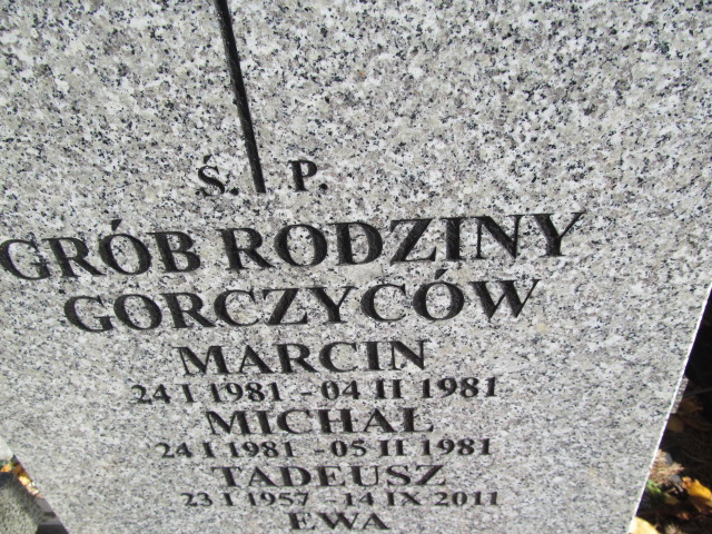 Marcin Gorczyca 1981 Łódź Ruda - Grobonet - Wyszukiwarka osób pochowanych